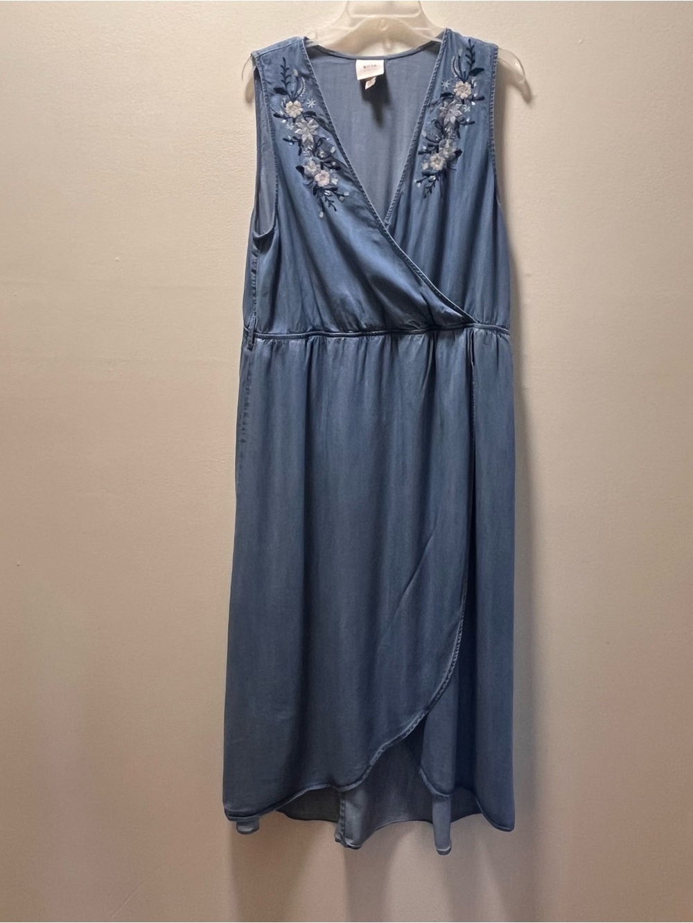 Knox Rose Boho Peasant Grandma Embroidered V-Neck Sleeveless Maxi Dress, XL
